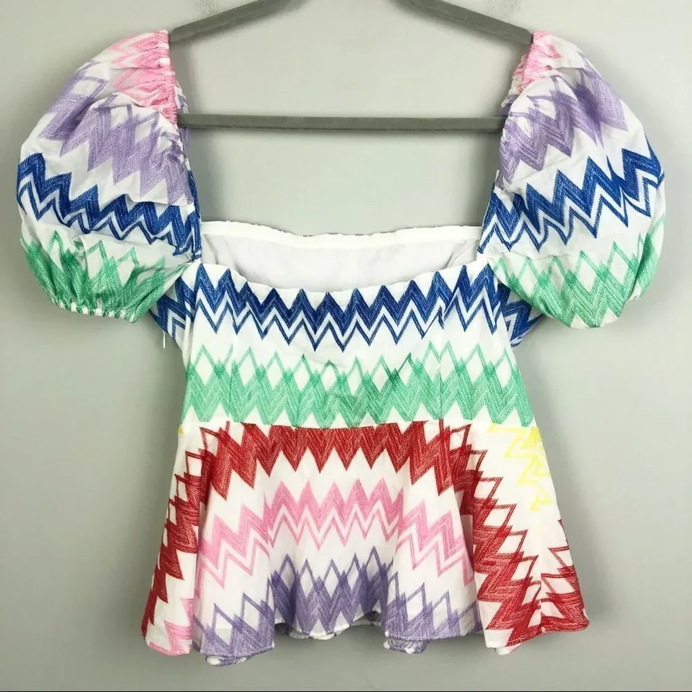ANTHROPOLOGIE | YUMI KIM New Cherise Embroidered Puff Sleeve Top Women’s Size M